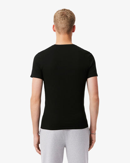Lacoste Mens 3-Pack Plain Mens T-Shirts - Black 031