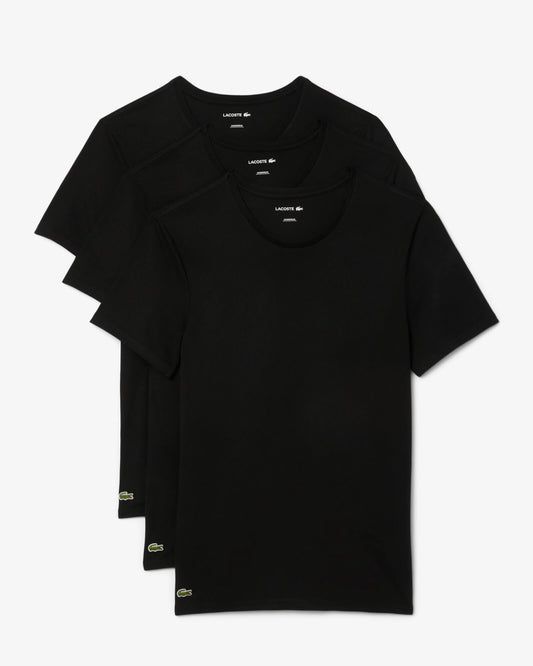 Lacoste Mens 3-Pack Plain Mens T-Shirts - Black 031