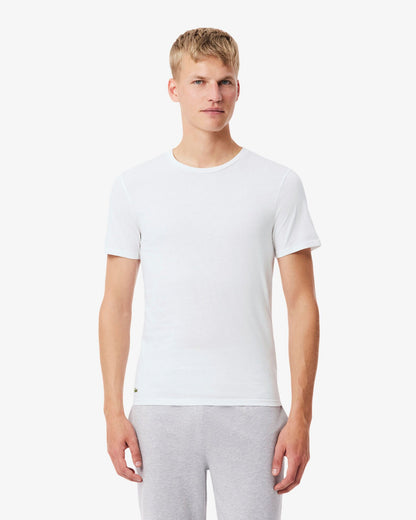 Lacoste Mens 3-Pack Plain Mens T-Shirts - White/Silver Chine-Black BXY | CHO | Designer Mens Short Sleeve T-Shirts & Tops