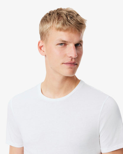 Lacoste Mens 3-Pack Plain Mens T-Shirts - White/Silver Chine-Black BXY | CHO | Designer Mens Short Sleeve T-Shirts & Tops