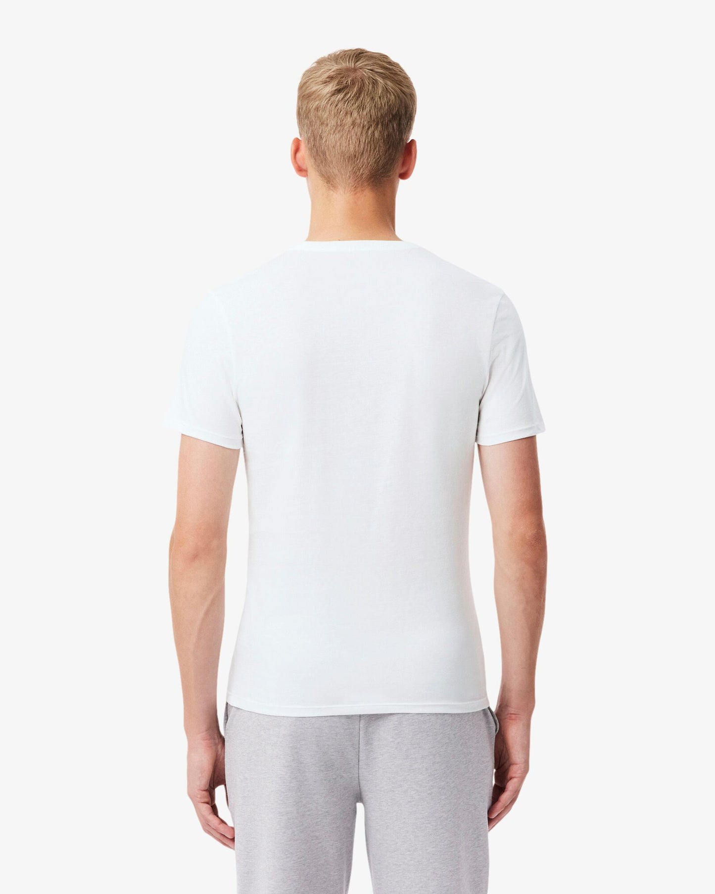 Lacoste Mens 3-Pack Plain Mens T-Shirts - White/Silver Chine-Black BXY | CHO | Designer Mens Short Sleeve T-Shirts & Tops