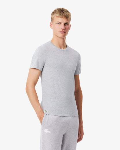 Lacoste Mens 3-Pack Plain Mens T-Shirts - White/Silver Chine-Black BXY | CHO | Designer Mens Short Sleeve T-Shirts & Tops