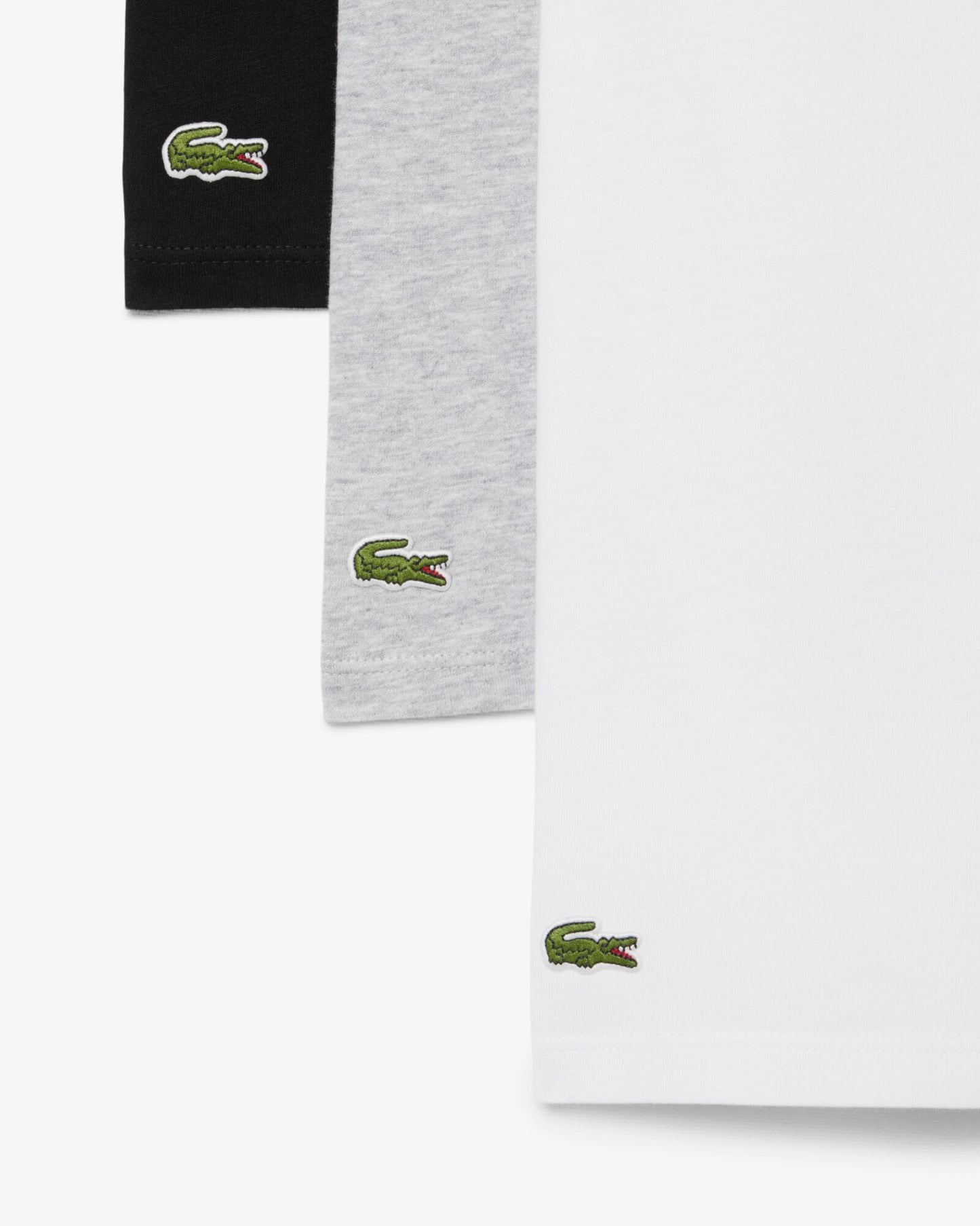 Lacoste Mens 3-Pack Plain Mens T-Shirts - White/Silver Chine-Black BXY | CHO | Designer Mens Short Sleeve T-Shirts & Tops