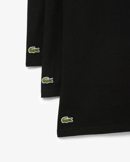 Lacoste 3-Pack Cotton Crew Neck Mens T-Shirts - Black 031