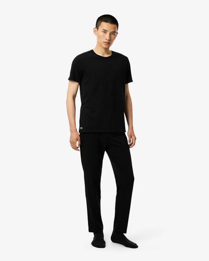 Lacoste 3-Pack Cotton Crew Neck Mens T-Shirts - Black 031