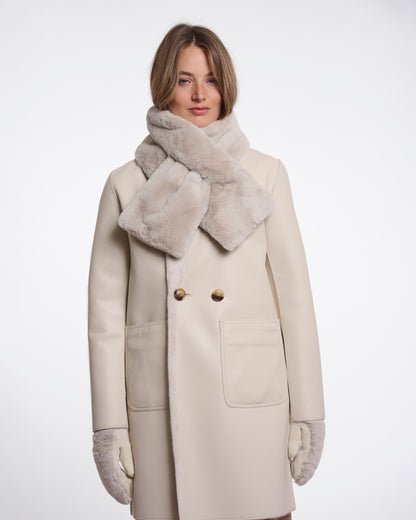 Rino & Pelle Stip Womens Faux Fur Scarf - Birch