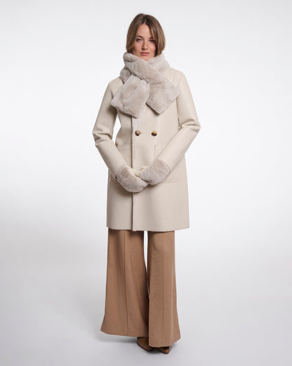 Rino & Pelle Stip Womens Faux Fur Scarf - Birch