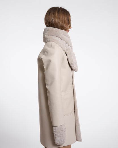 Rino & Pelle Stip Womens Faux Fur Scarf - Birch