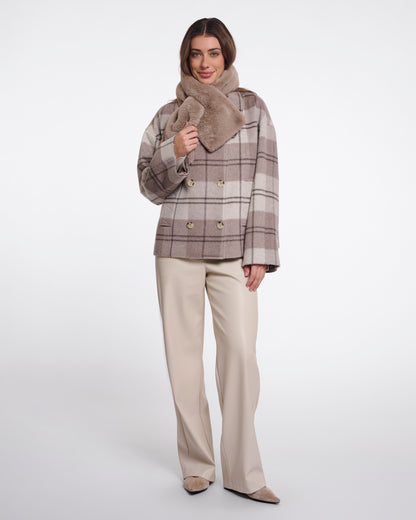 Rino & Pelle Stip Womens Faux Fur Scarf - Mocha Latte | CHO | Designer Womens Faux fur scarf