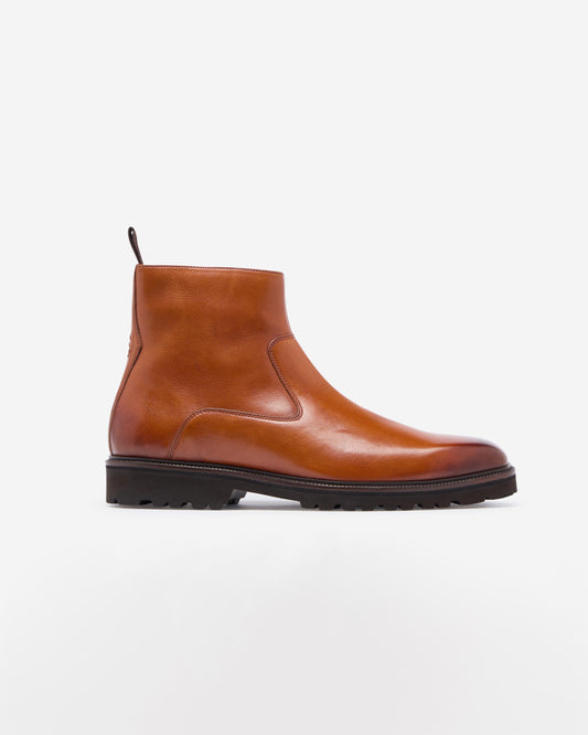 Oliver Sweeney Swanley Mens Milled Calf Leather Zip Boots - Tan