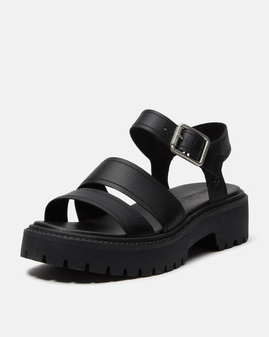 Timberland Stone Street Backstrap Full Grain Leather Womens Sandals - Black | CHO | Designer Womens Flat Sandals