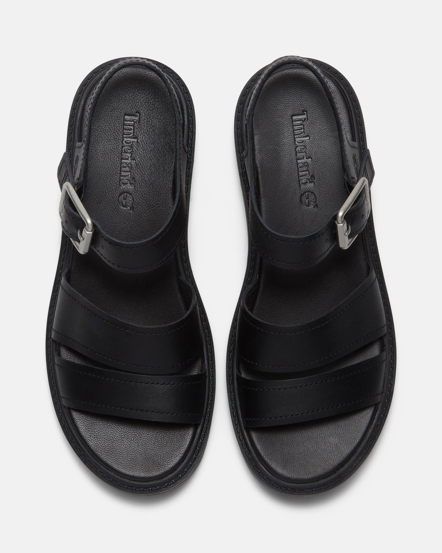 Timberland Stone Street Backstrap Full Grain Leather Womens Sandals - Black | CHO | Designer Womens Flat Sandals