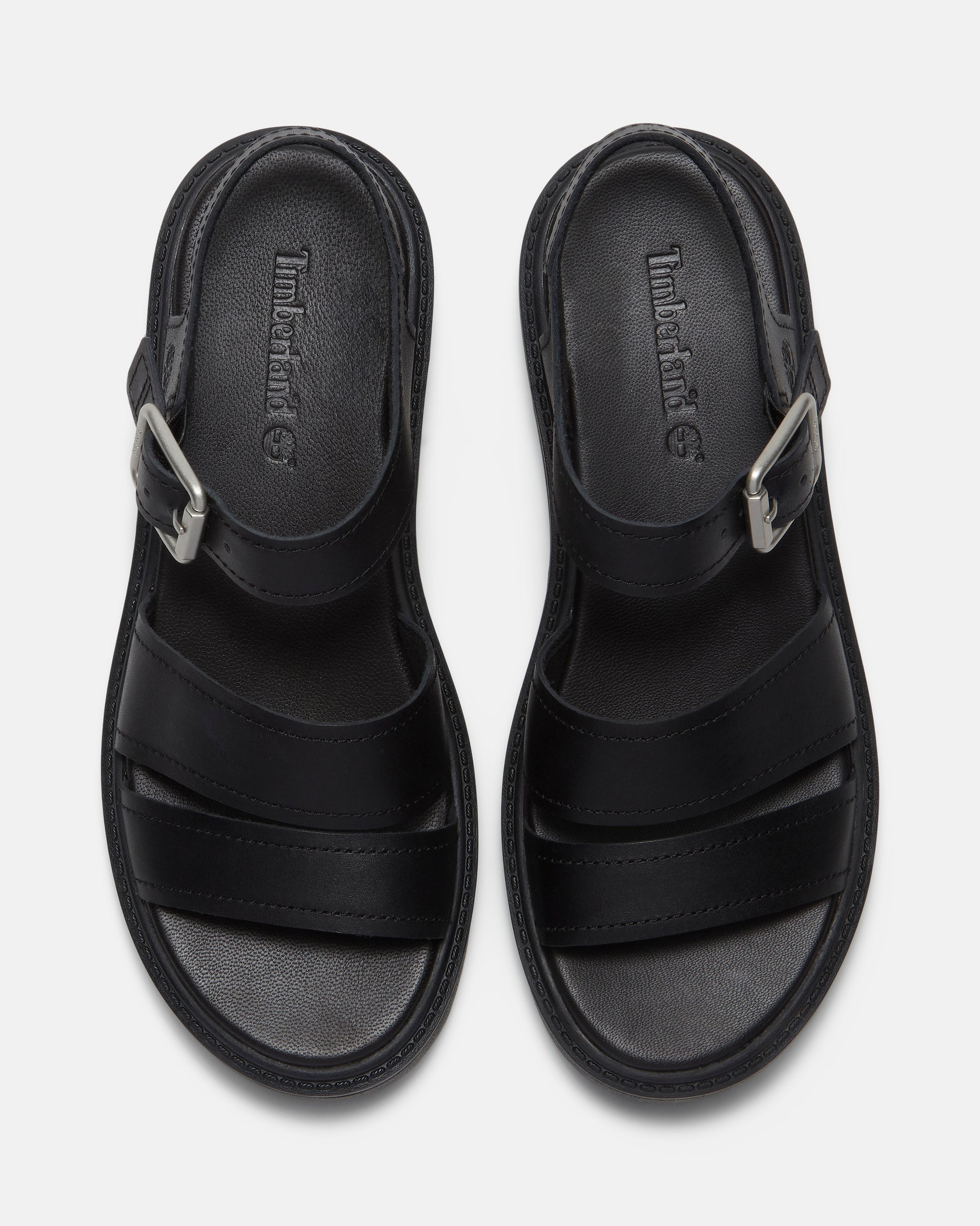 Timberland Stone Street Backstrap Full Grain Leather Womens Sandals - Black | CHO | Designer Womens Flat Sandals