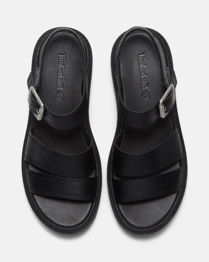 Timberland Stone Street Backstrap Full Grain Leather Womens Sandals - Black | CHO | Designer Womens Flat Sandals