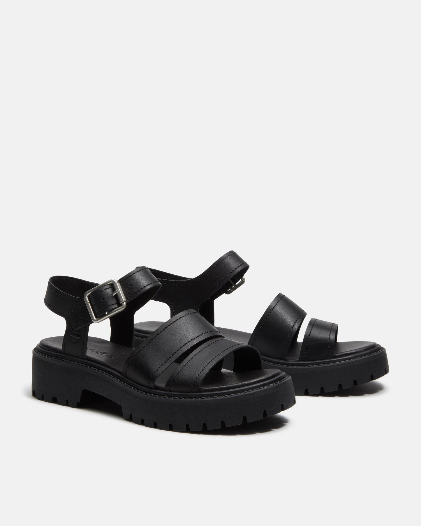 Timberland Stone Street Backstrap Full Grain Leather Womens Sandals - Black | CHO | Designer Womens Flat Sandals