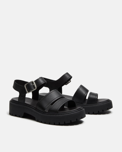 Timberland Stone Street Backstrap Full Grain Leather Womens Sandals - Black | CHO | Designer Womens Flat Sandals