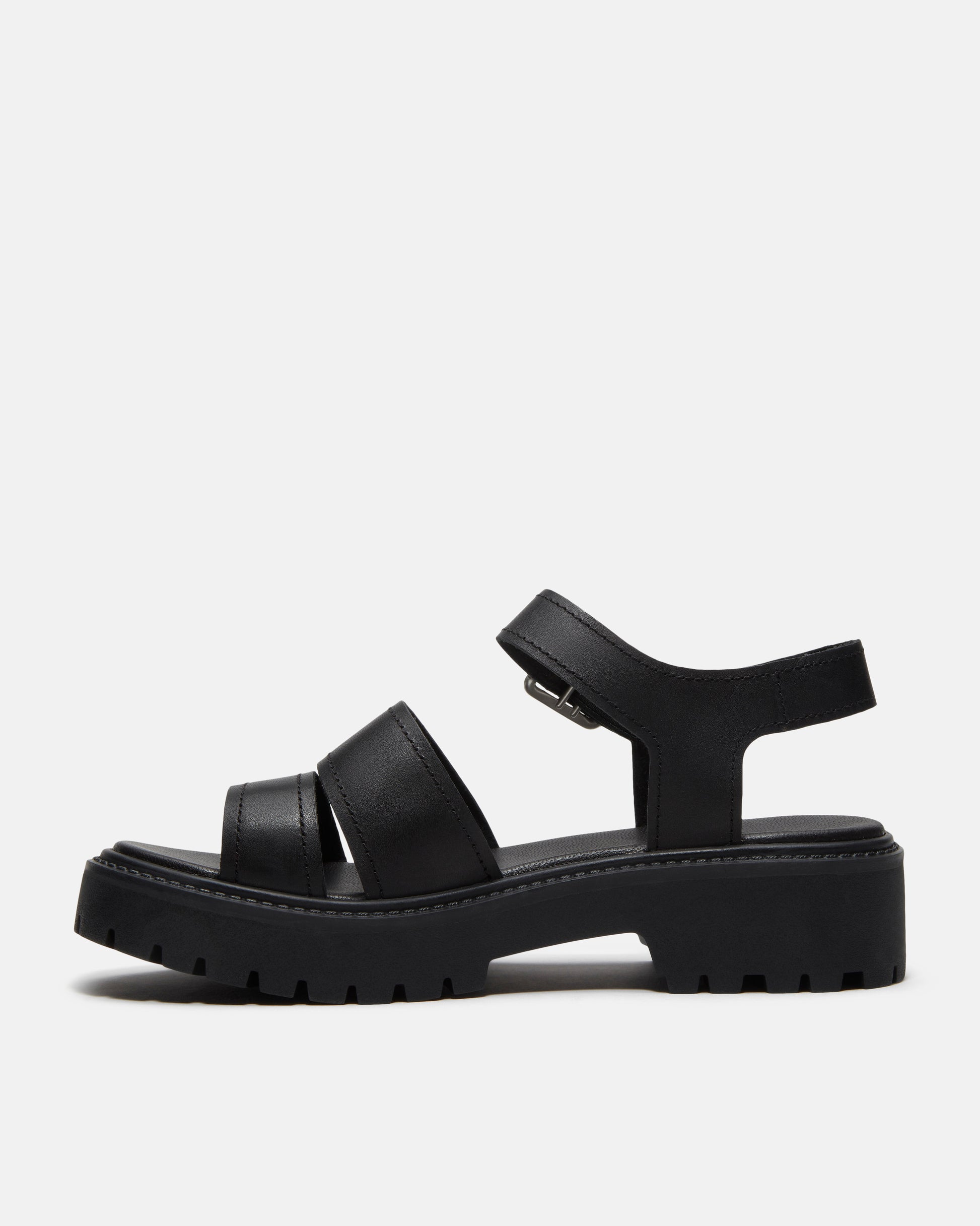 Timberland Stone Street Backstrap Full Grain Leather Womens Sandals - Black | CHO | Designer Womens Flat Sandals