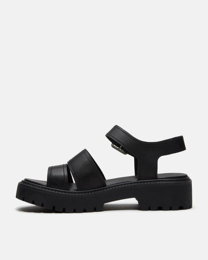 Timberland Stone Street Backstrap Full Grain Leather Womens Sandals - Black | CHO | Designer Womens Flat Sandals