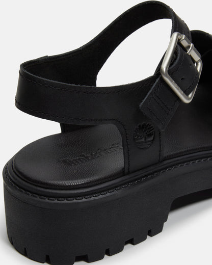 Timberland Stone Street Backstrap Full Grain Leather Womens Sandals - Black | CHO | Designer Womens Flat Sandals