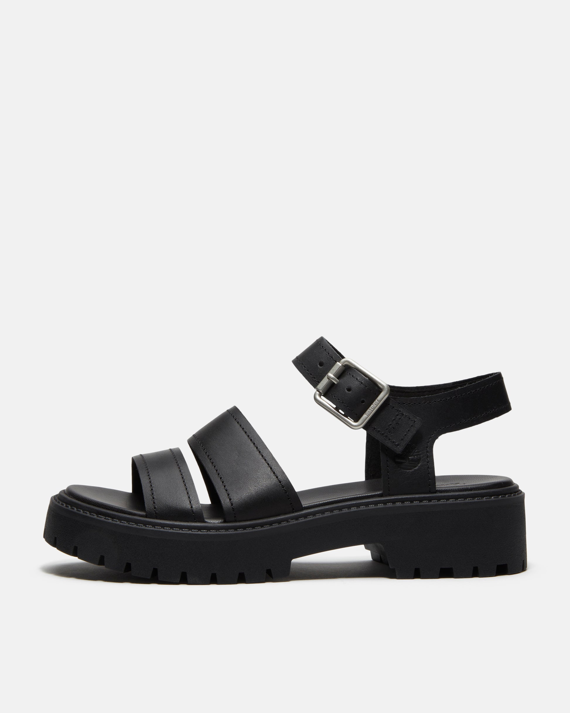 Timberland Stone Street Backstrap Full Grain Leather Womens Sandals - Black | CHO | Designer Womens Flat Sandals