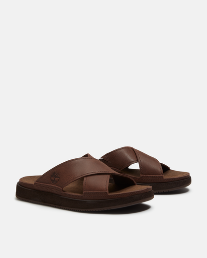 Timberland Casco Cove Cross Strap Full Grain Leather Mens Sandals - Dark Brown | CHO | Designer Mens Sandals