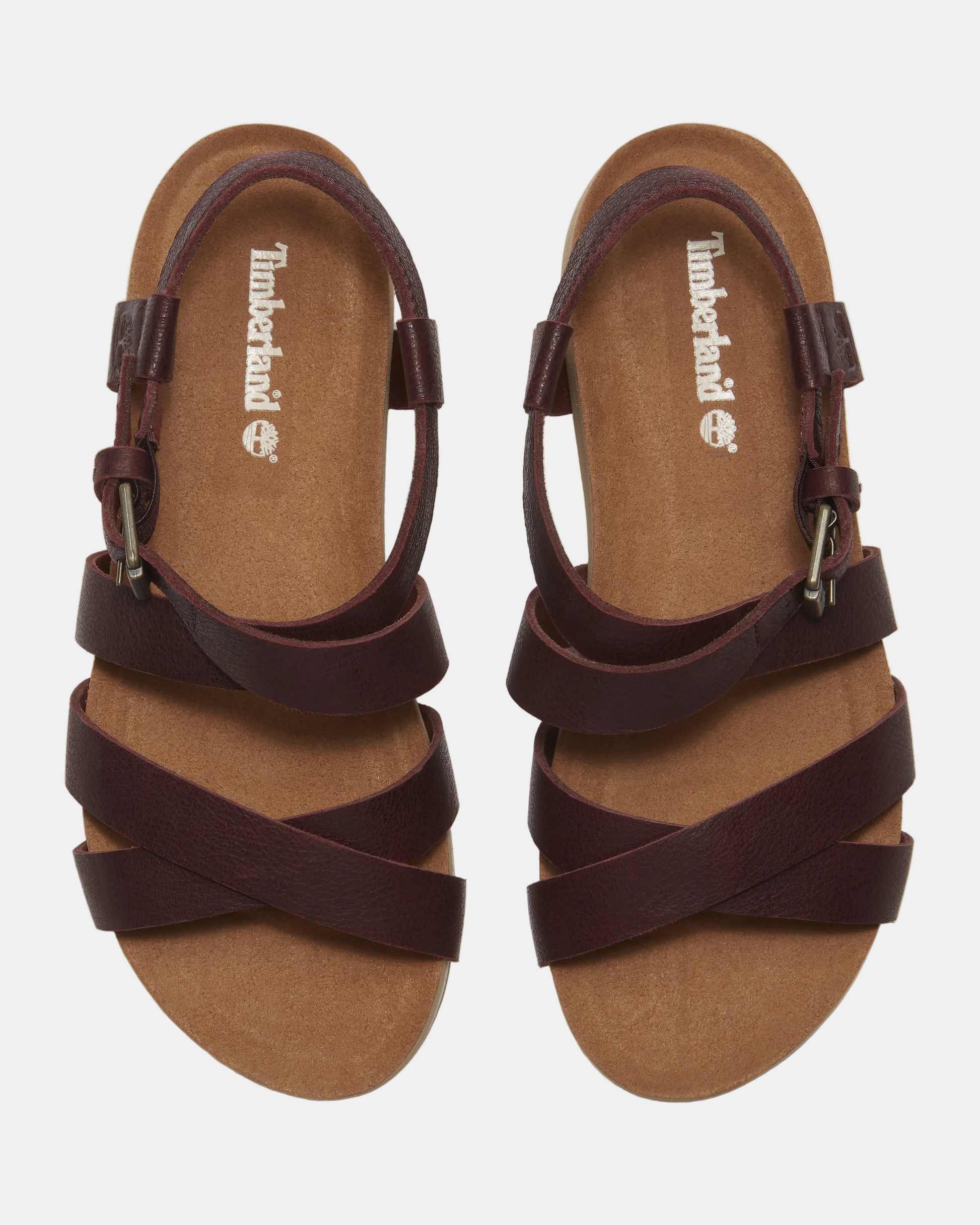 Timberland Malibu Waves Cross Strap Full Grain Leather Womens Sandals - Burgundy | CHO | Designer Womens Flat Sandals