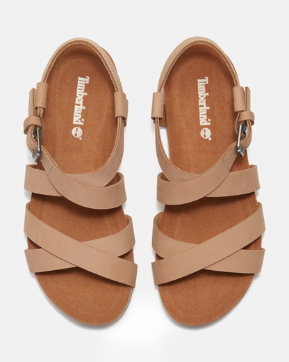 Timberland Malibu Waves Cross Strap Nubuck Womens Sandals - Mid Beige | CHO | Designer Womens Flat Sandals