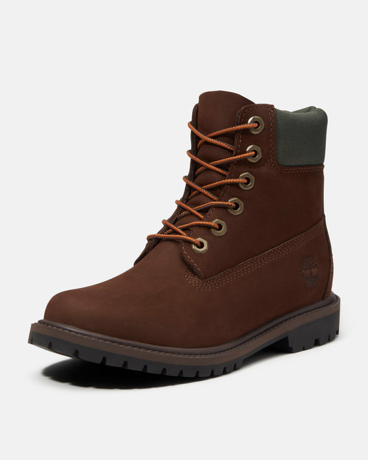 Timberland Womens Premium 6 Inch Waterproof Nubuck Boots - Dark Brown | CHO | Designer Womens Waterproof Boots