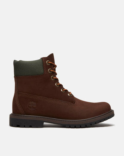 Timberland Womens Premium 6 Inch Waterproof Nubuck Boots - Dark Brown | CHO | Designer Womens Waterproof Boots