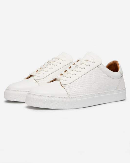 Oliver Sweeney Almada Mens Perforated Leather Trainers - White | CHO | Designer Mens Shoes