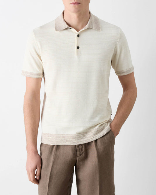 Oliver Sweeney Bassett Mens Knitted Polo Shirt - Off White