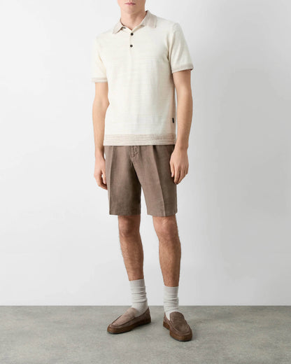Oliver Sweeney Bassett Mens Knitted Polo Shirt - Off White