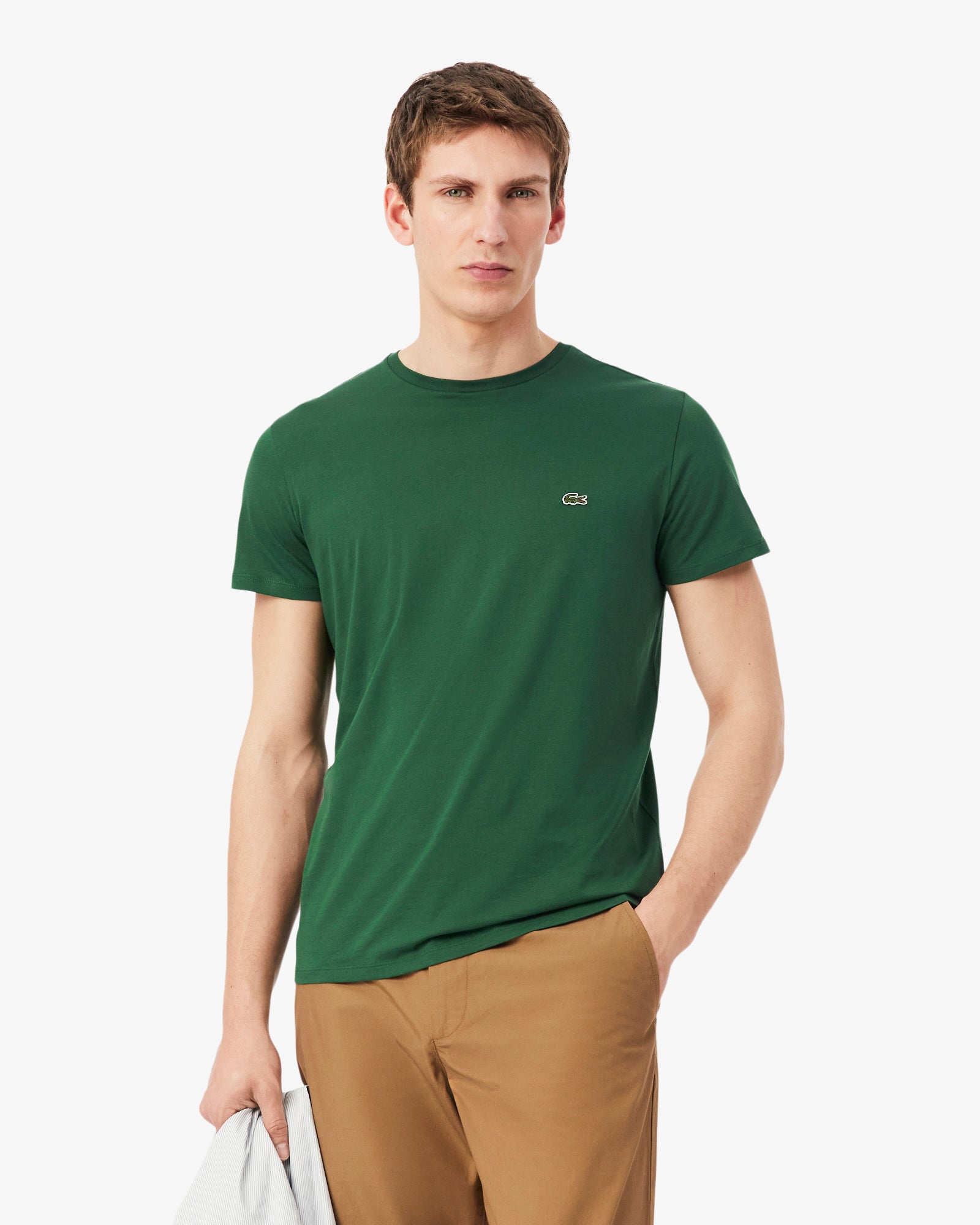Lacoste Mens Crew Neck Pima Cotton Jersey T - Shirt - Green 132 | CHO | Designer Mens Short Sleeve T - Shirts & Tops
