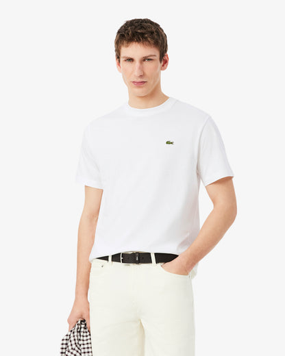 Lacoste Mens Classic Fit Cotton Jersey T - Shirt - White 001 | CHO | Designer Mens Short Sleeve T - Shirts & Tops - White 001 - L - 3617071707898