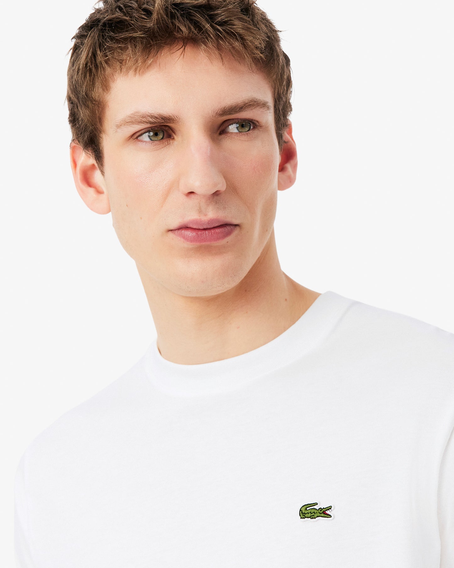 Lacoste Mens Classic Fit Cotton Jersey T - Shirt - White 001 | CHO | Designer Mens Short Sleeve T - Shirts & Tops