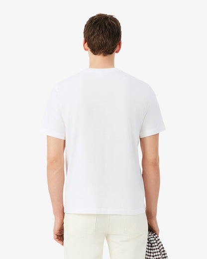 Lacoste Mens Classic Fit Cotton Jersey T - Shirt - White 001 | CHO | Designer Mens Short Sleeve T - Shirts & Tops