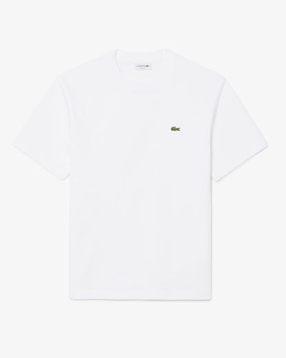 Lacoste Mens Classic Fit Cotton Jersey T - Shirt - White 001 | CHO | Designer Mens Short Sleeve T - Shirts & Tops