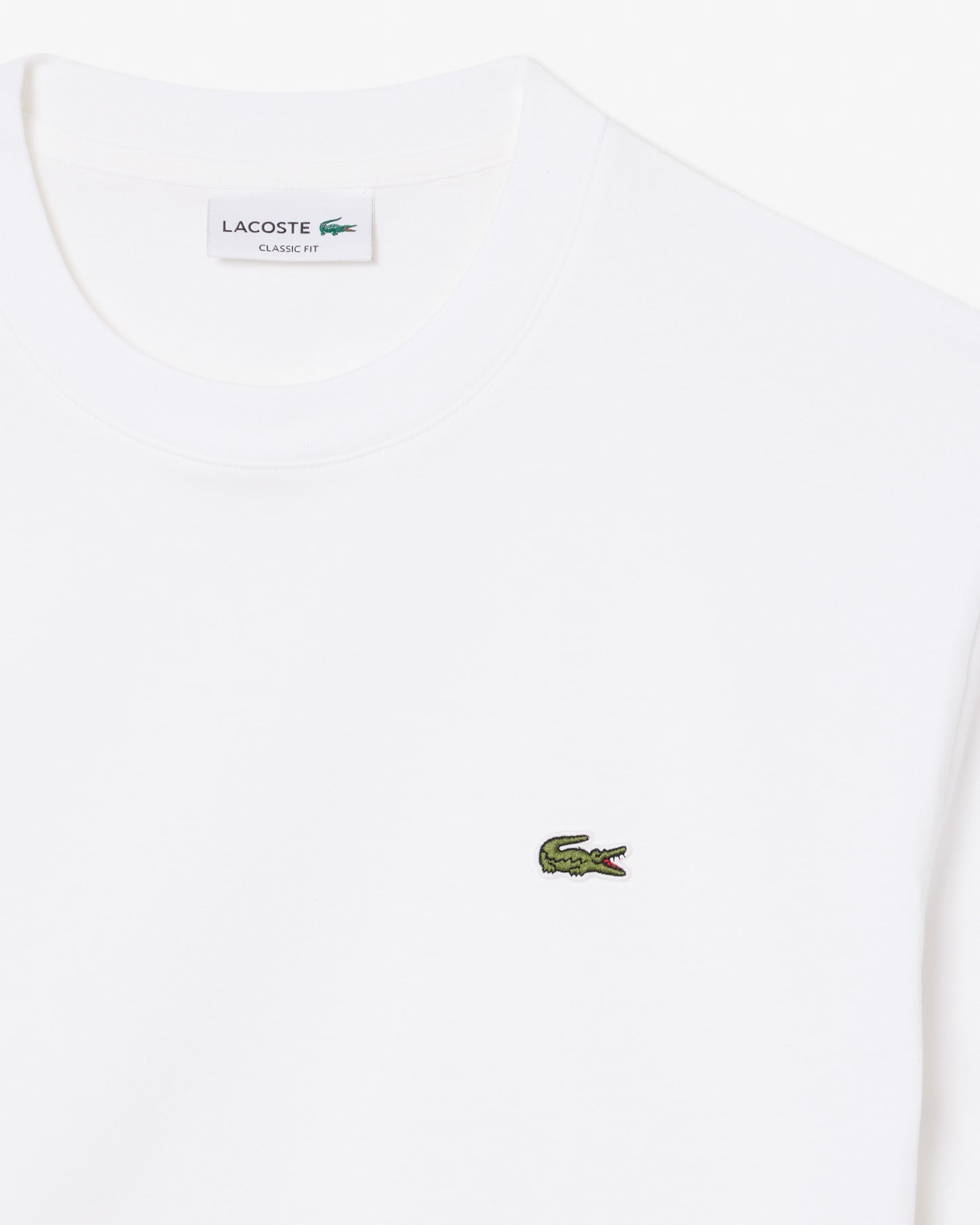 Lacoste Mens Classic Fit Cotton Jersey T - Shirt - White 001 | CHO | Designer Mens Short Sleeve T - Shirts & Tops