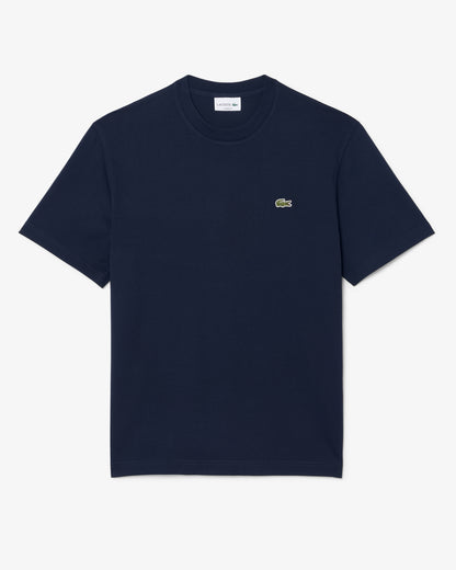 Lacoste Mens Classic Fit Cotton Jersey T - Shirt - Navy Blue 166 | CHO | Designer Mens Short Sleeve T - Shirts & Tops