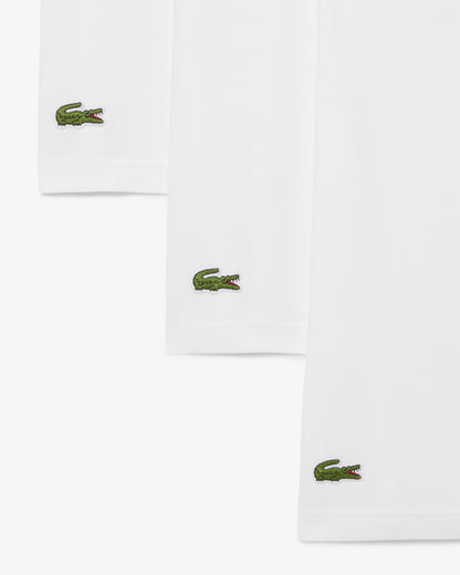 Lacoste 3-Pack Cotton Crew Neck Mens T-Shirts - White 001