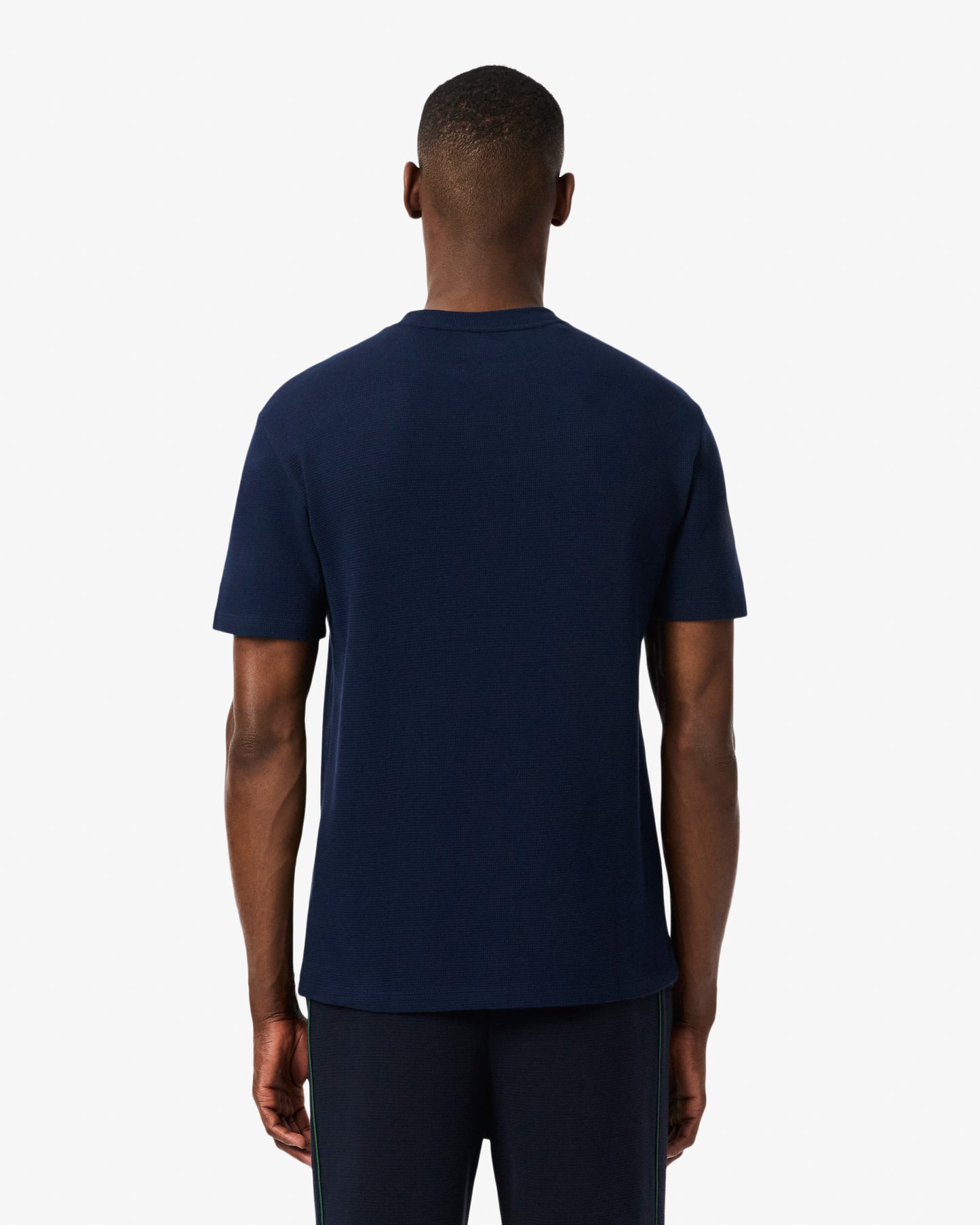 Lacoste Waffled Cotton Mens Loungewear T-Shirt - Navy Blue 166