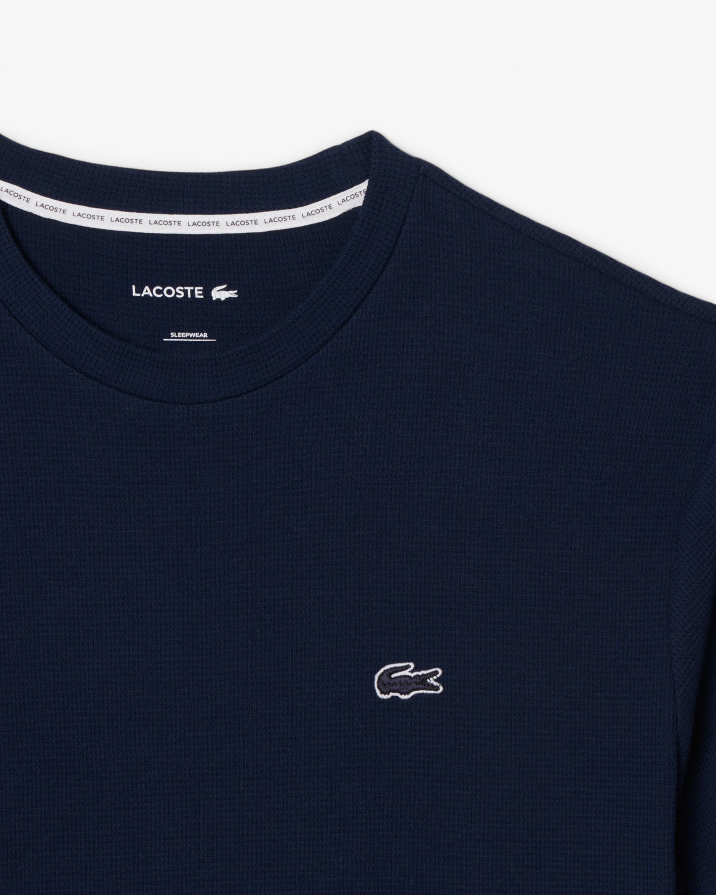 Lacoste Waffled Cotton Mens Loungewear T-Shirt - Navy Blue 166