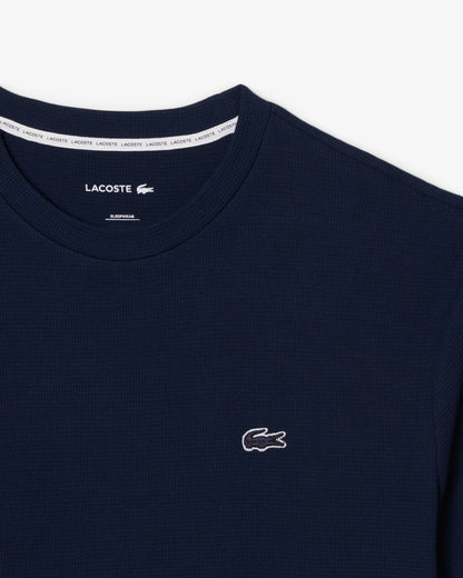 Lacoste Waffled Cotton Mens Loungewear T-Shirt - Navy Blue 166