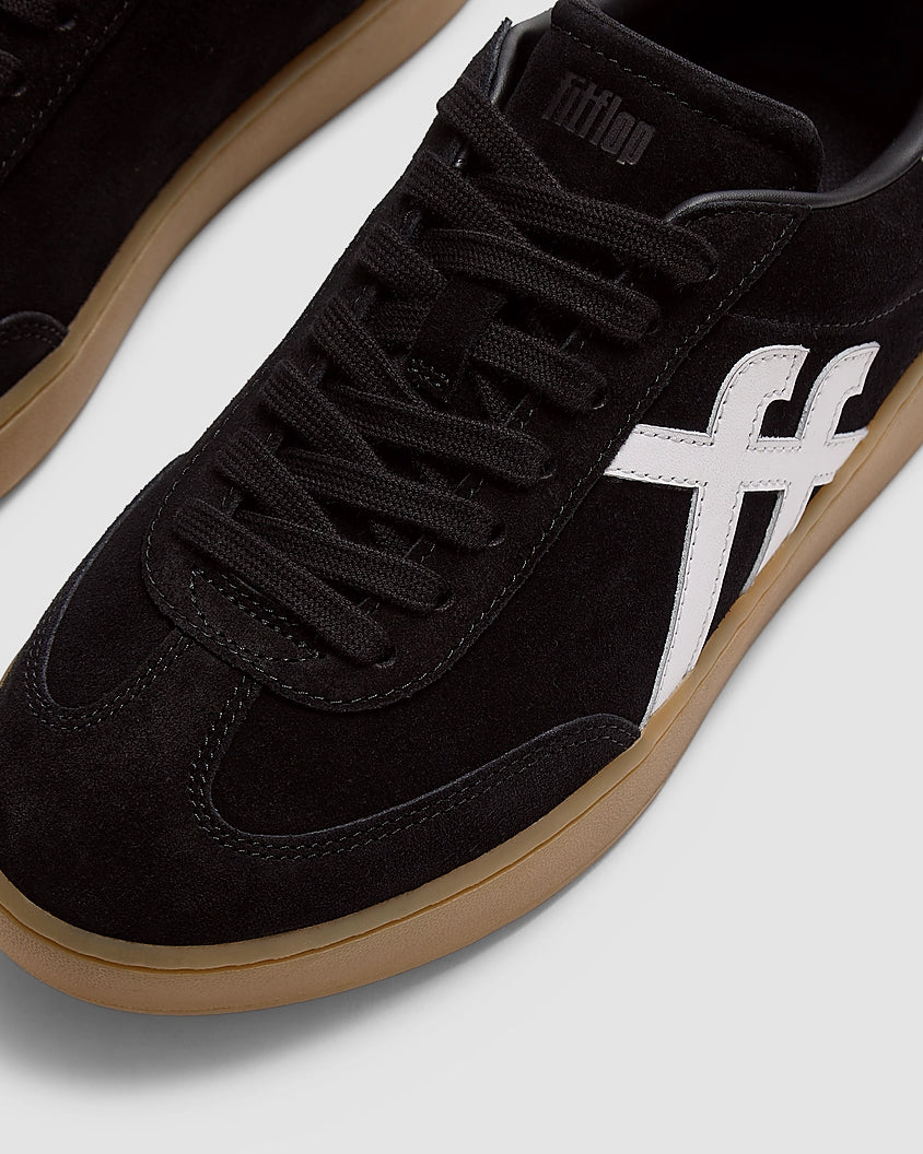 FitFlop The Dash Womens T-Toe Suede Sneakers - Black/Urban White A88