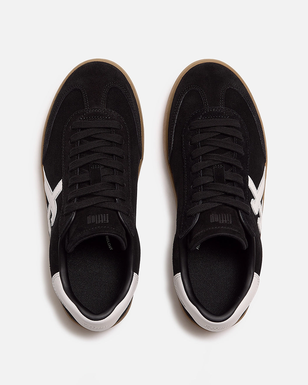 FitFlop The Dash Womens T-Toe Suede Sneakers - Black/Urban White A88