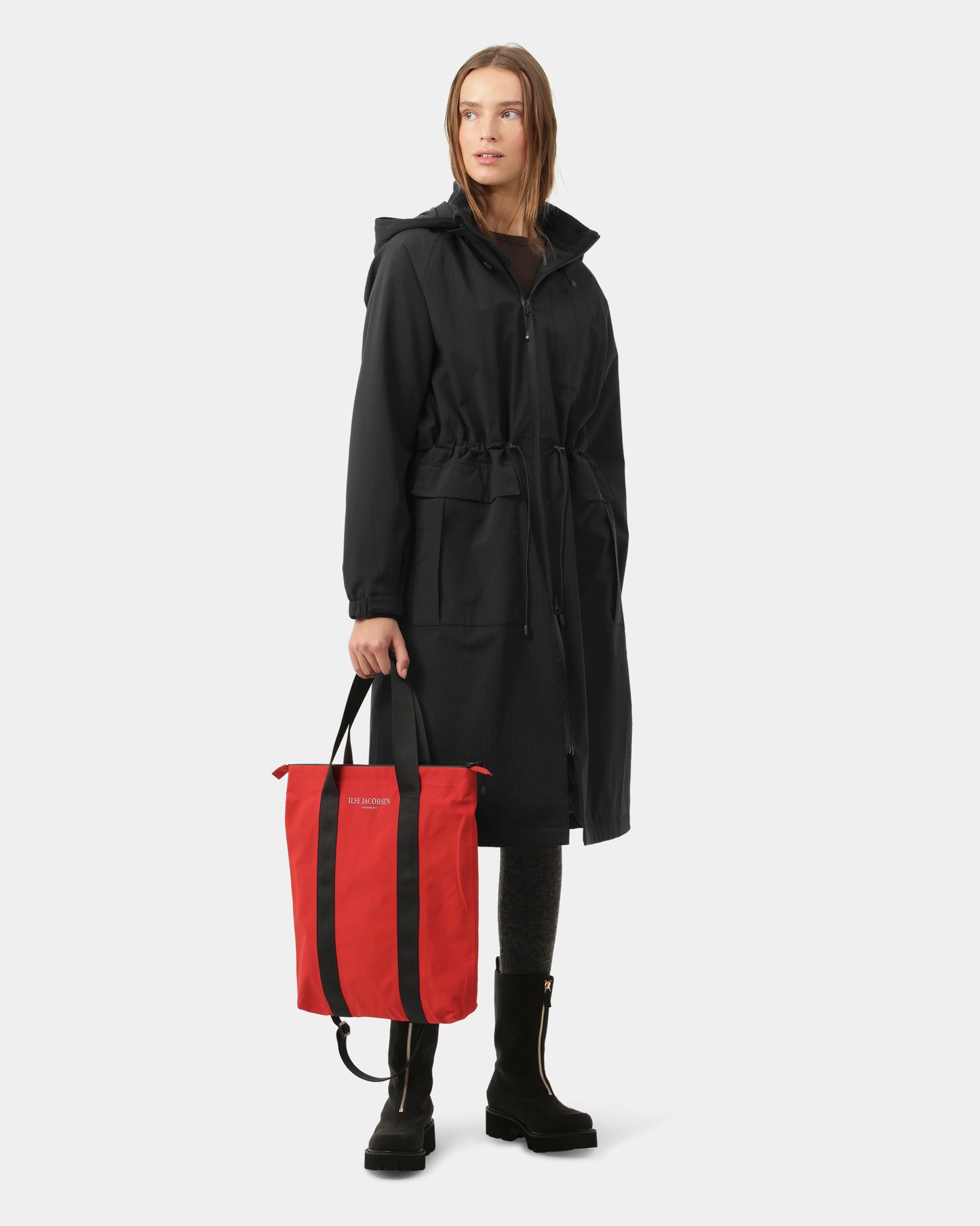 Ilse Jacobsen Thermal Womens Long Parka Raincoat - Black Beauty 002