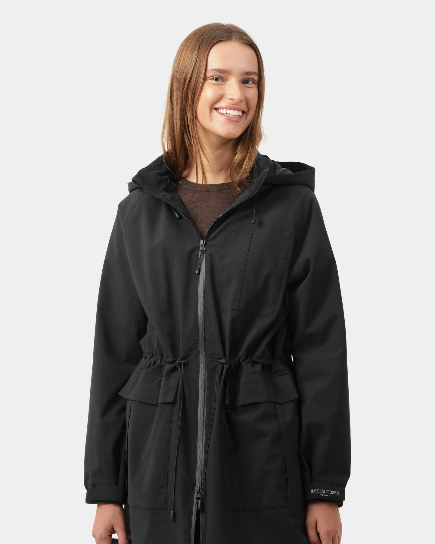 Ilse Jacobsen Thermal Womens Long Parka Raincoat - Black Beauty 002
