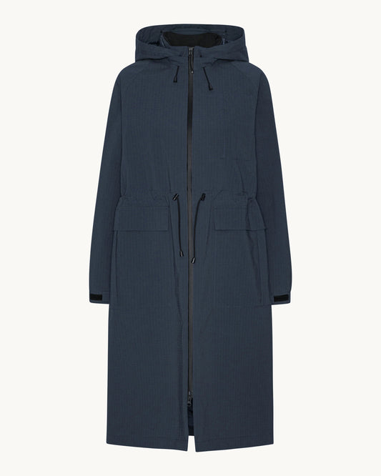 Ilse Jacobsen Thermal Womens Long Parka Raincoat - Dark Indigo 660