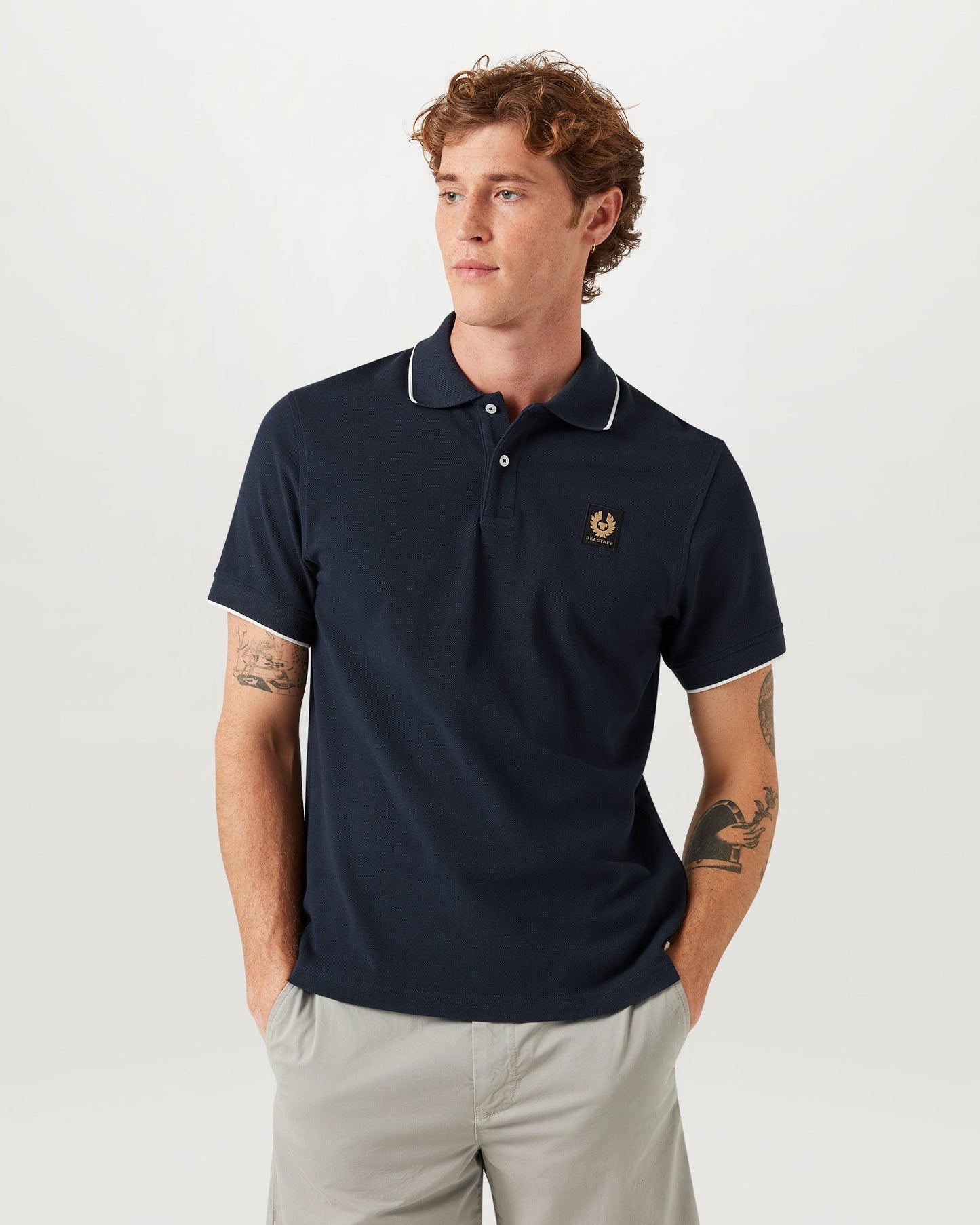 Belstaff Mens Tipped Polo Shirt - Dark Ink