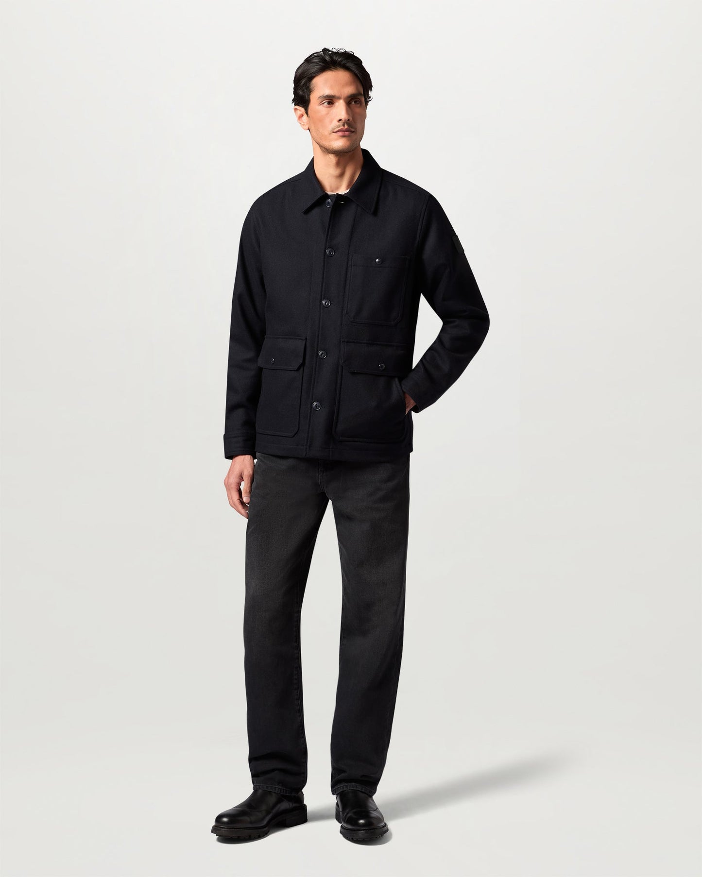 Belstaff Mens Trail Overshirt - Dark Ink, full length front